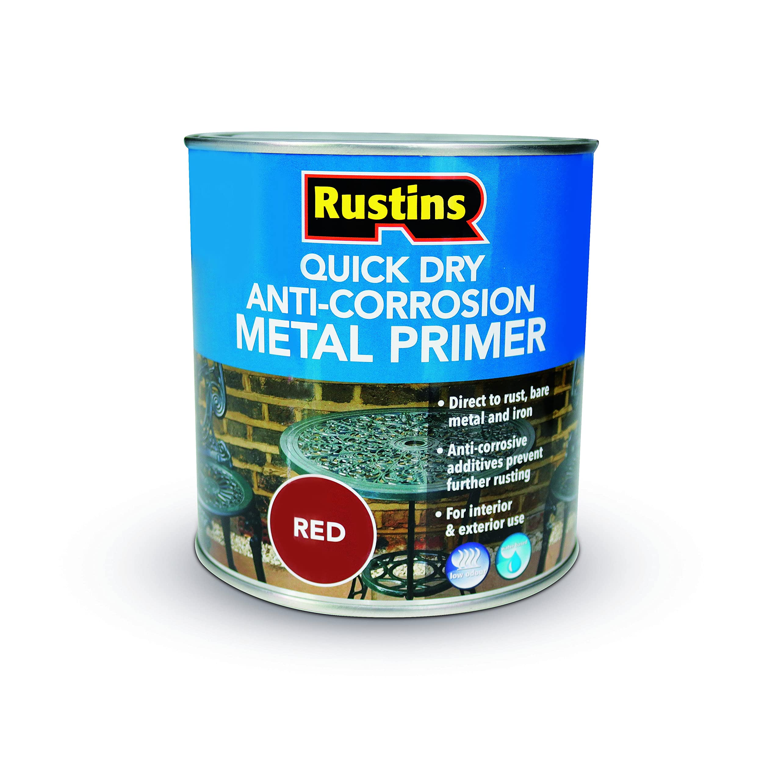 RUSTINS Quick Dry Anti-corrosion Metal Primer Red 1L - Fast-Drying Protective Coating for Metal – Prevents Rust & Provides Smooth, Hard-Wearing Finish