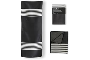 Nomadix Mini Towel - Perfect for The Gym, Biking, Hiking, Golf, & More - Made with Recycled Materials - Super Absorbent - Quick Dry - Sand Resistant - Poolside Black - 40x16 in