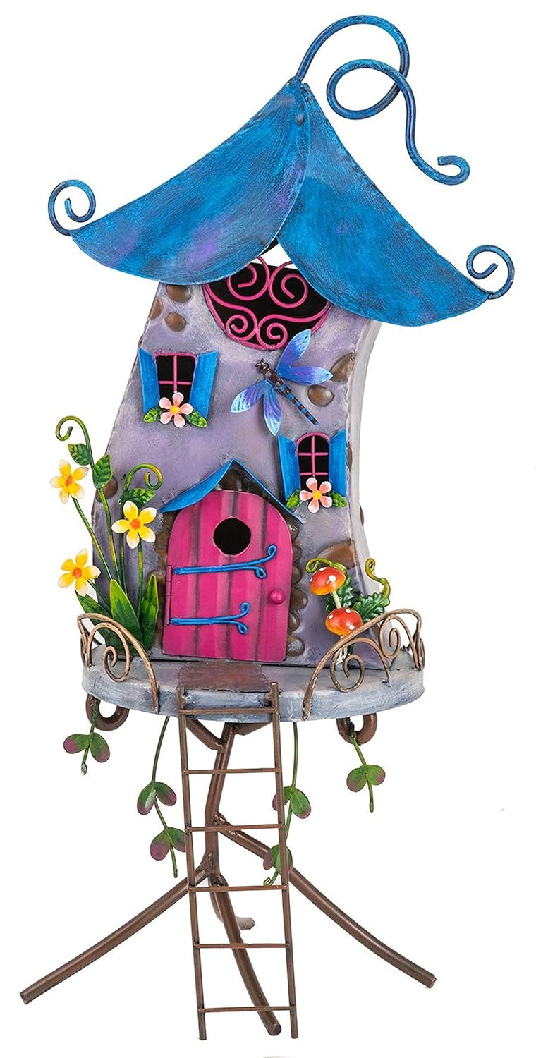 Fountasia Cute Fairy Fantasy House Metal Garden Ornament Perfect For
