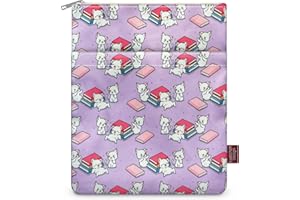 E-WEICHEN 9''x11'' Book Sleeve with Zipper Book Cover for Book Lovers Book Pouch Book Protector Pouch Book Covers for Hardcover Washable Multifunctional Book Sleeves Book and Cat