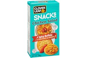Clover Leaf Chicken Snacks Spicy Buffalo - 99g KIT, 12 Count - Canned Chicken Salad With 6 Crackers And Spoon – Convenient, R
