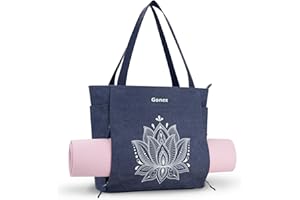 Gonex Yoga Mat Bag, Large Tote Bag with Multi Pockets for Women Men, Canvas Mat Carrier, Full Zipper Easy Access for Pilates 