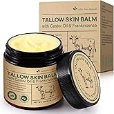 ZIXAOK 100% Grass-Fed Tallow, Organic Castor & Frankincense Oil Face Balm - Age-Defying Moisturizer for Sensitive & Dry Skin, Repairs Skin Barrier, Handmade for Face & Body, 4.2oz