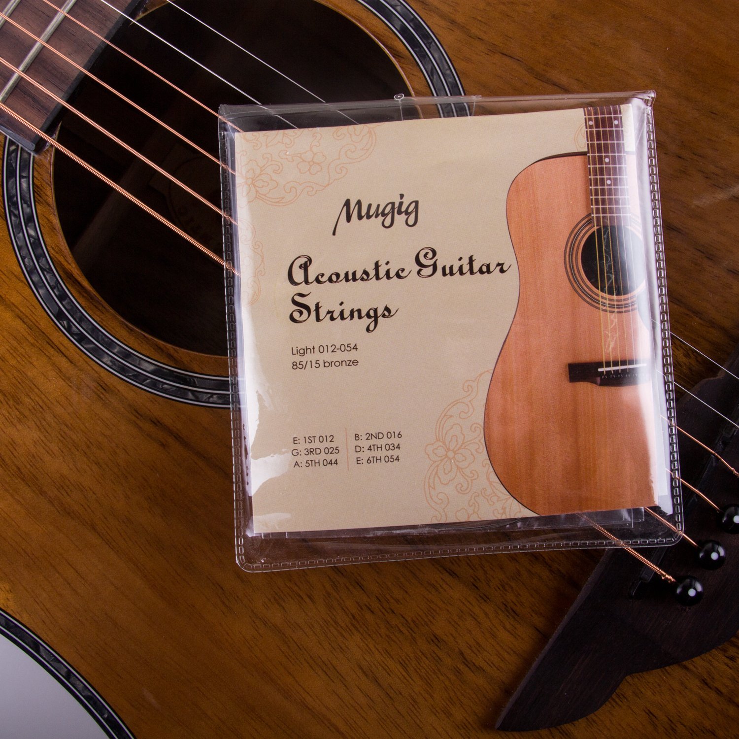 Mugig Acoustic Guitar Strings in Bronze for Acoustic Guitar Package of 3 sets 012-054