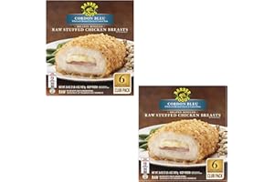 Gourmet Kitchn Barber Foods Cordon Bleu Raw Stuffed Chicken Breasts with Rib Meat - Filled with Blended Cheese and Cooked Ham Uncooked - 2 Pack (6 ct. Each), Total 12 Count