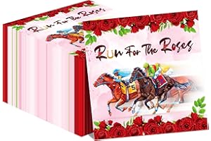 Jajajuegos 40Pcs Horse Racing Paper Napkins Run for the Roses Race Theme Party Supplies - Equestrian Theme Party Supplies for Racing Birthday, Derby Decorations, 6.5 Inch Disposable