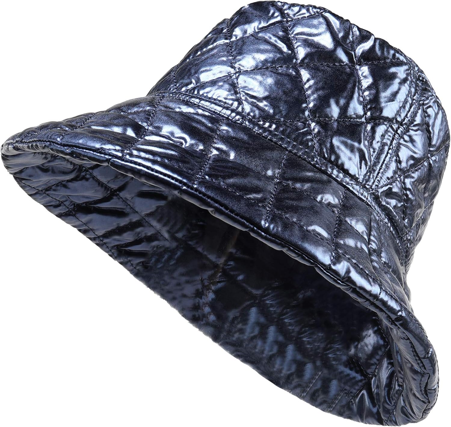Pilipala Womens Winter Bucket Hat Shiny Metallic Reversible Warm Fishing Boonie Fashion Wide Brim Cap Unisex