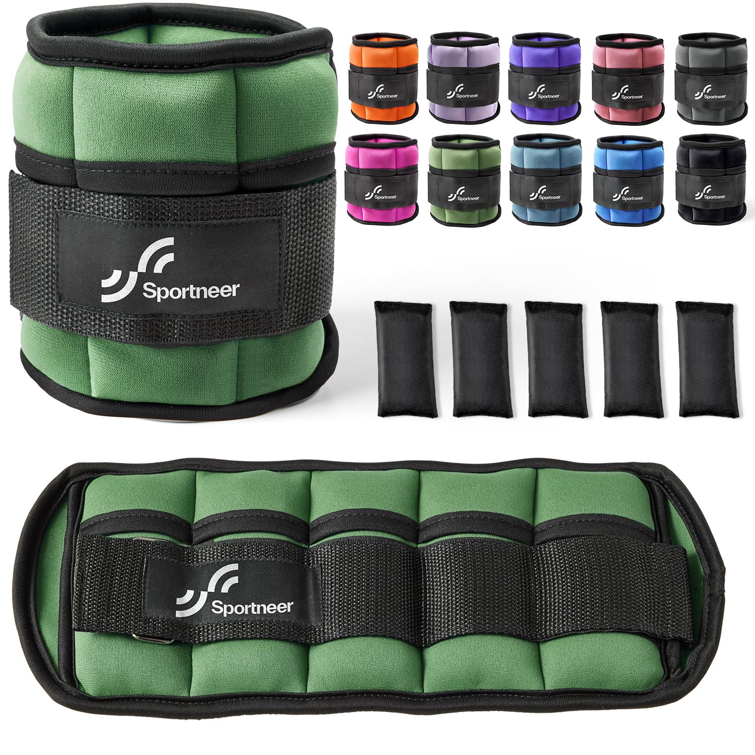 Sportneer Ankle Weights Adjustable Ankle Weights Set Wrist Strap 0.45kg - 2.25kg Each Ankle, 0.9kg - 4.5kg a Pair