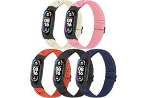 TumpCez 5 Pack Solo Loop Nylon Band Compatible With Xiaomi Mi Band 7 6 5 4 3/Amazfit Band 5 Straps, Adjustable Breathable Comfortable Elastic Sport Replacement Strap for Women Men
