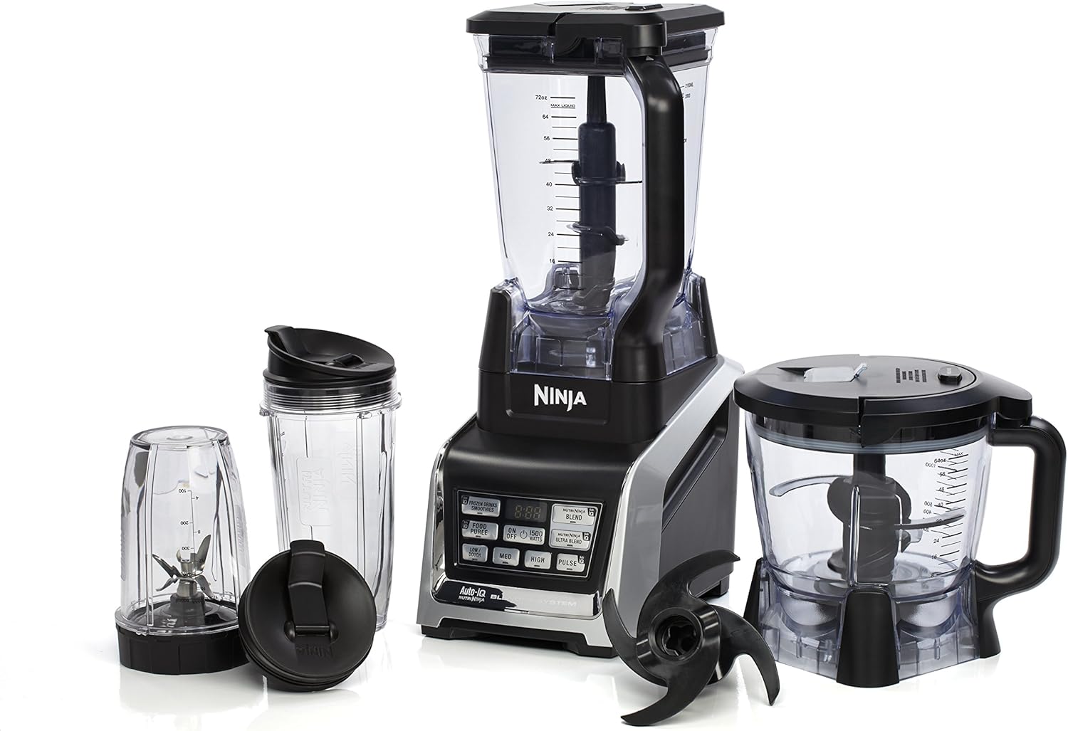 Ninja BL682 Licuadora (Batidora de vaso, Negro, Plata, 1500 W, 444,5