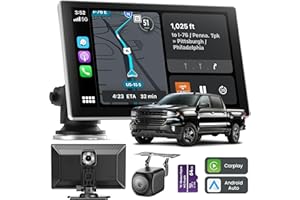 Jzones Carplay Screen for Car, 9" Portable Wireless Carplay&Android Auto, 4K Dash Cam,1080P Backup Camera, Car Stereo Audio Receivers for Car, GPS Navigation Mirror Link, Bluetooth,FM, Siri