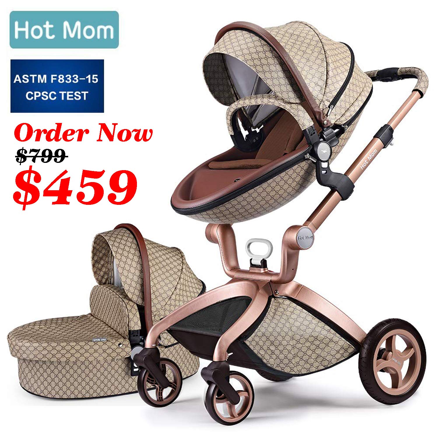 hot mom baby carriage with bassinet combo