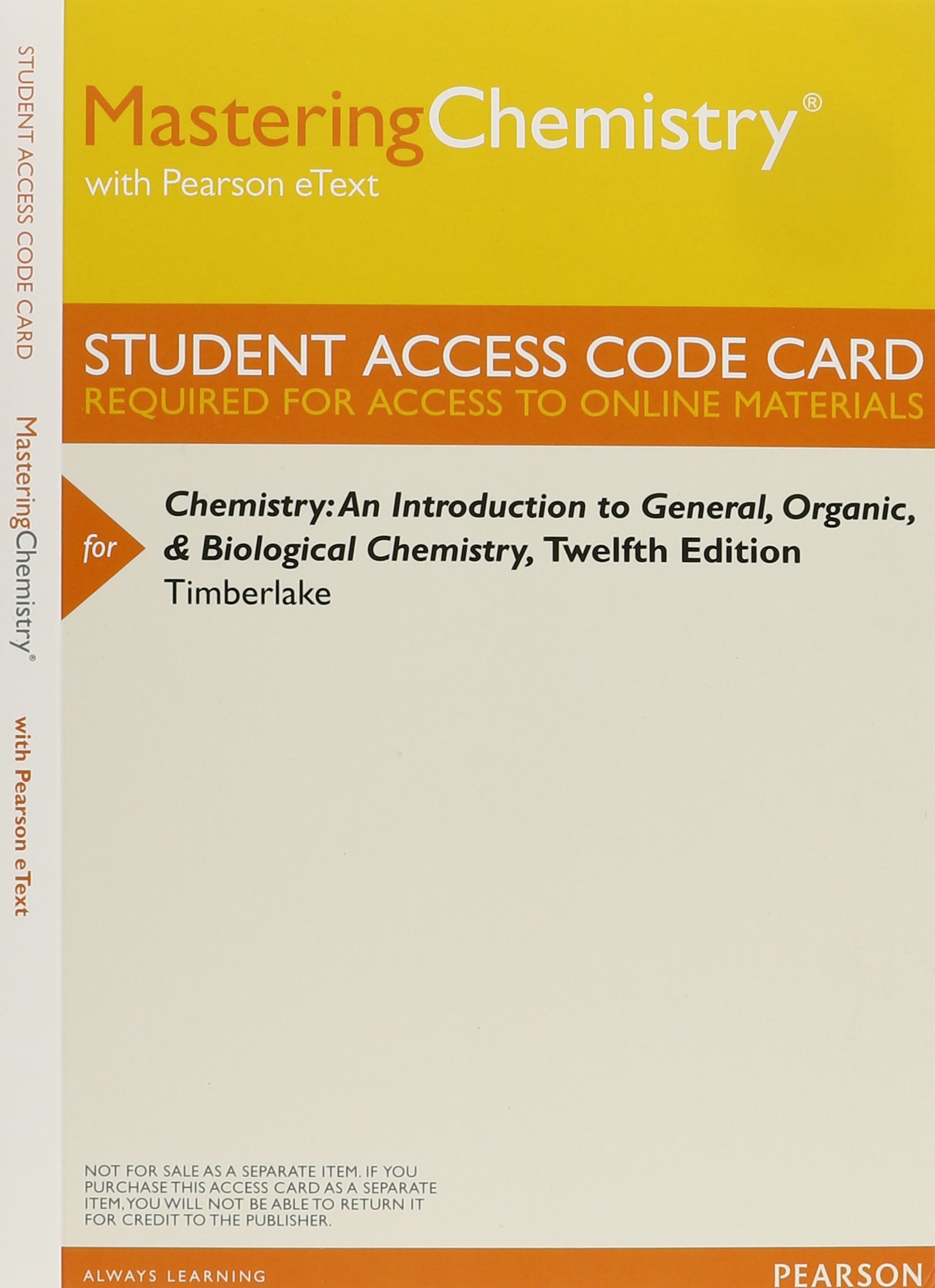 Chemistry: An Introduction to General, Organic, and Biological Chemistry, Study  Guide and Selected Solutions Manual, Masteringchemistry with Etext and ...