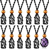 Hicarer 6 Pieces Crystal Cage Necklace Holder Empty Stone Holder Quartz Crystal Stone Necklace Cord Adjustable Cord Cage for DIY Jewelry Making