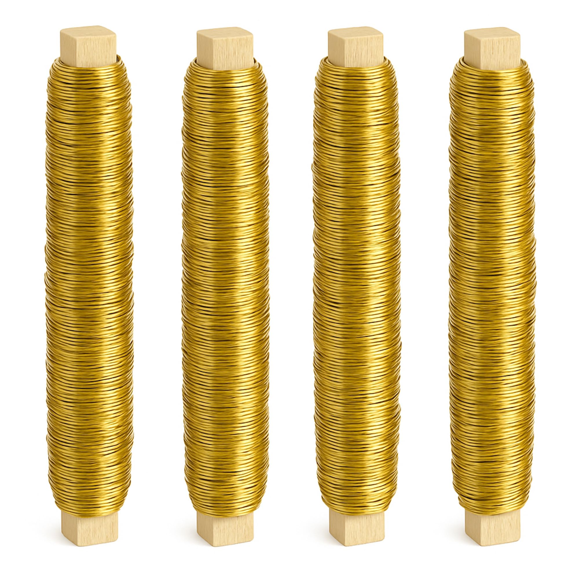 ECENCE Florist Wire for wreath making galvanised 4x 38,28 Yards 22 Gauge Floristry Wires Flexible Craft Paddle Wire for Wreath Making Colour Gold