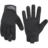 HANDLANDY Grip Work Gloves for Women Men, Safety Utility Yard Working Gloves, Flexible Touch Screen Mechanics Gloves (Black- Grip, Small (Pack of 1))