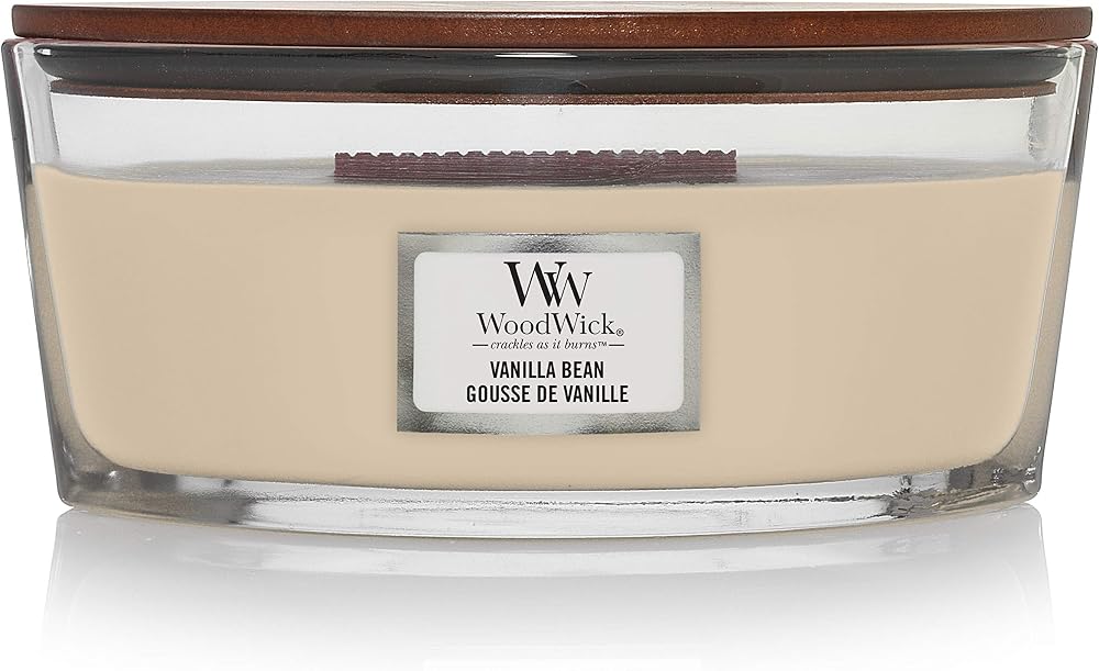 WoodWick Ellipse Vanilla Bean Candle with Hearthwick Flame 50 Hours