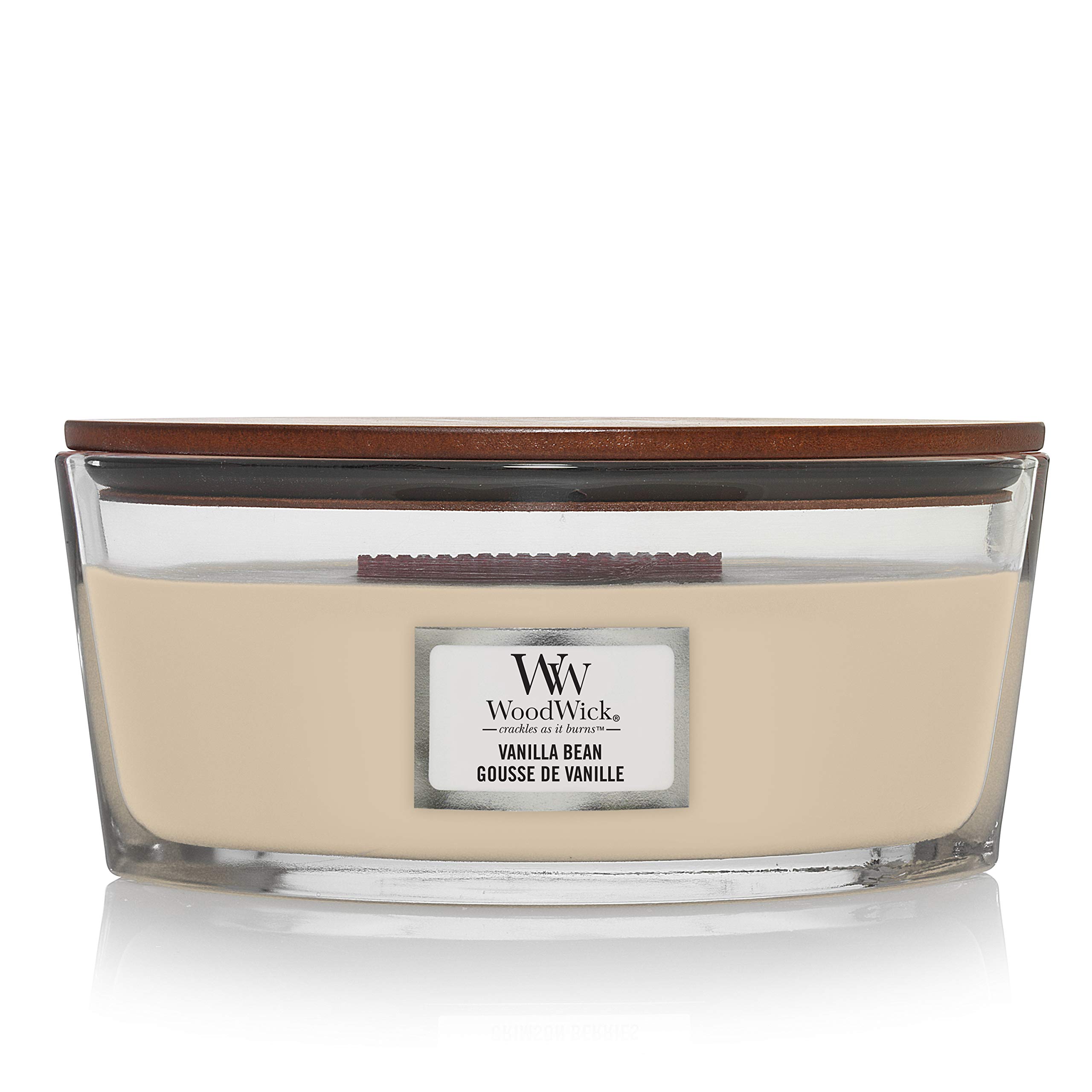 WoodWick Ellipse Scented Candle | Vanilla Bean | with Crackling Wick | Burn Time: Up to 50 Hours