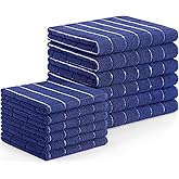 Homaxy Microfiber Kitchen Towels and Dishcloths Set, 12 Pack Soft and Absorbent Dish Hand Towels Bulk, 28 x 16 Inch & 12 x 12 Inch Quick Drying Rags for Washing Dishes, Navy Blue