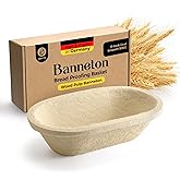 Wood Pulp Banneton Bread Proofing Basket – 11" Oval 1.1LB Brotform, Smooth Surface – Non-Stick Natural Wood Pulp Pressed for Durability– Made in Germany Proofing Baskets for Sourdough Bread Baking