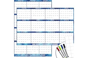DLY OASIS 32" x 48" 2026 Wall Calendar Dry Erase - Large Starry Sky Calendar Wet & Dry Erasable Laminated 12 Month Annual Yearly Planner, Reversible, Horizontal/Vertical, Blue