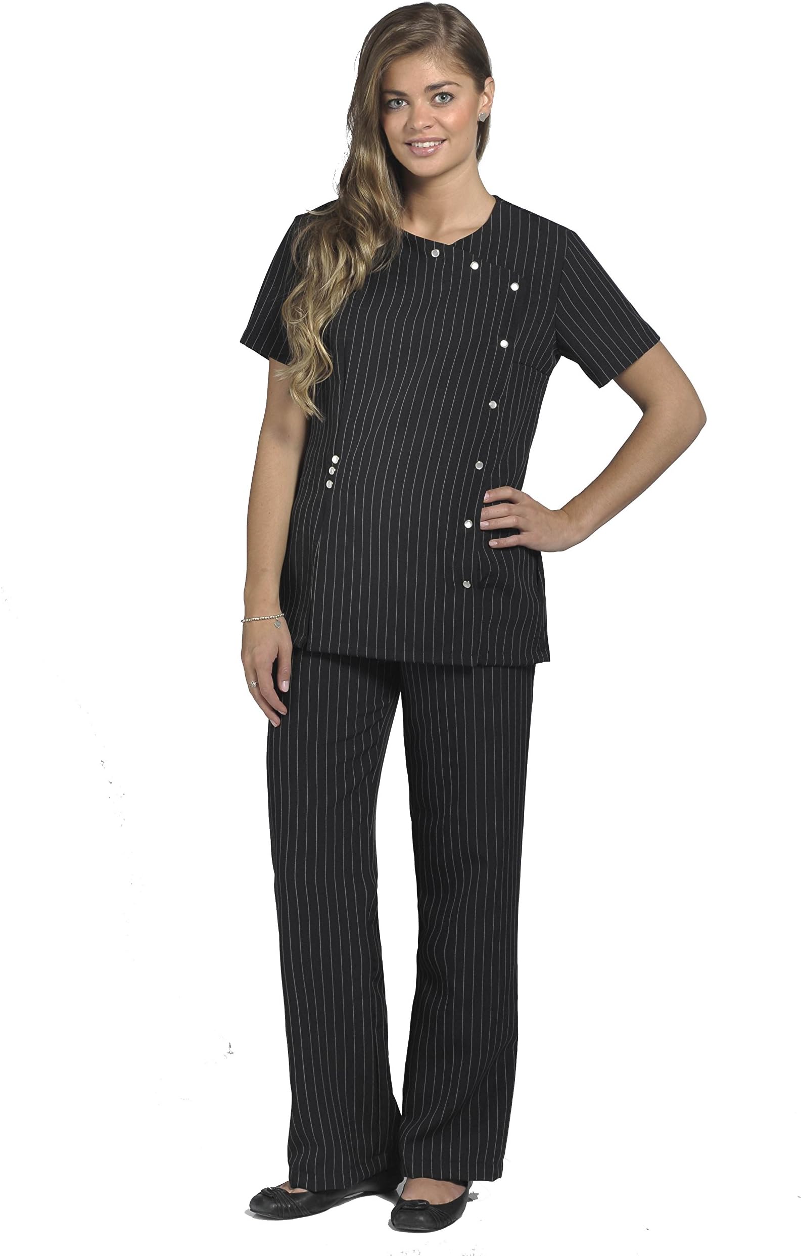 GreenbergN637 Healthcare and Beauty Tunics Woman Girls Ladies Tops Office Uniform Shirts (Available in Black, White, Sizes: 8-20)