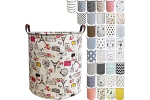 RoyBoder Laundry Hamper Thickened Cotton Waterproof Laundry Basket Leather Handle Collapsible Wide Ring Laundry Hamper in Bedroom Bathroom Dormitory Cloakroom Livingroom Nursery Organizer Toy Bin