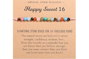 Korotho Natural Crystal Milestone Birthday Bracelet Gifts for Girls Women, Happy Birthday Adjustable Bracelets Present Christmas Gift for Daughter Granddaughter Niece Sister Friends Mom Auntie