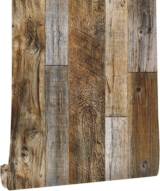 HaokHome 5005 Distressed Faux Wood Plank Wallpaper Rolls