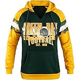 Geneisteck Womens City Classic Football Fans V Neck Soft & Warm Sweatshirt Hoodie Pollover - Green & Yellow