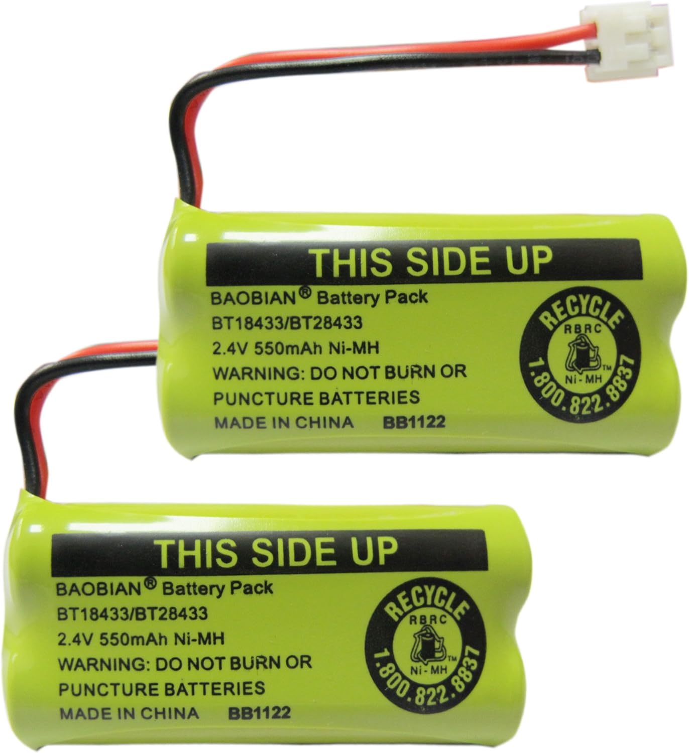 BAOBIAN 2.4V Rechargeable Cordless Phone Batteries Compatible with for AT&T/Lucent BT-18433 BT-184342 BT-28433 BT-284342 BT-6010 BT-8000 BT-8001 BT-8300 Empire CPH-515D CPH515D(Pack of 2)