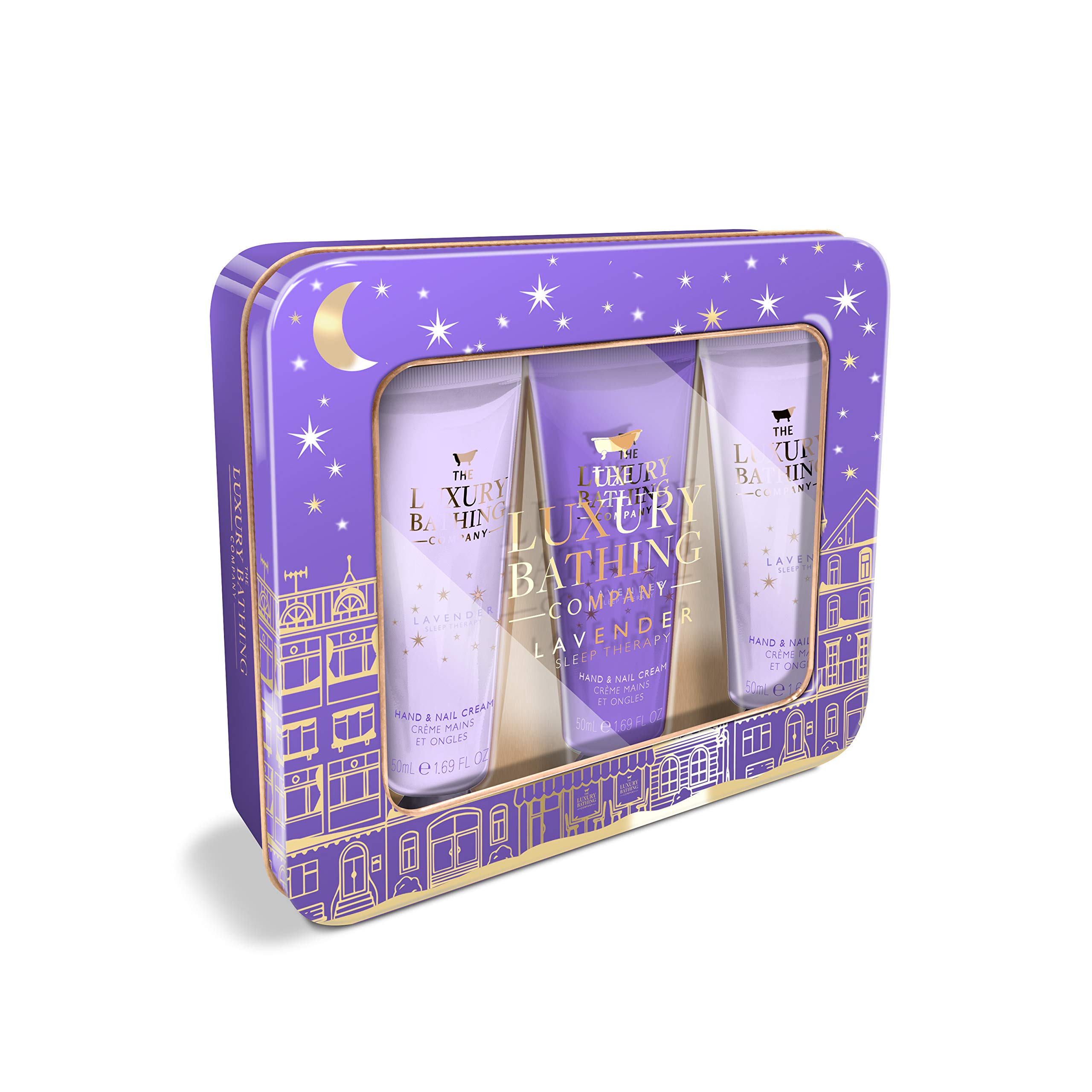 The Luxury Bathing Company Heavenly Tin Set. 3 x 50ml Hand & Nail Cream