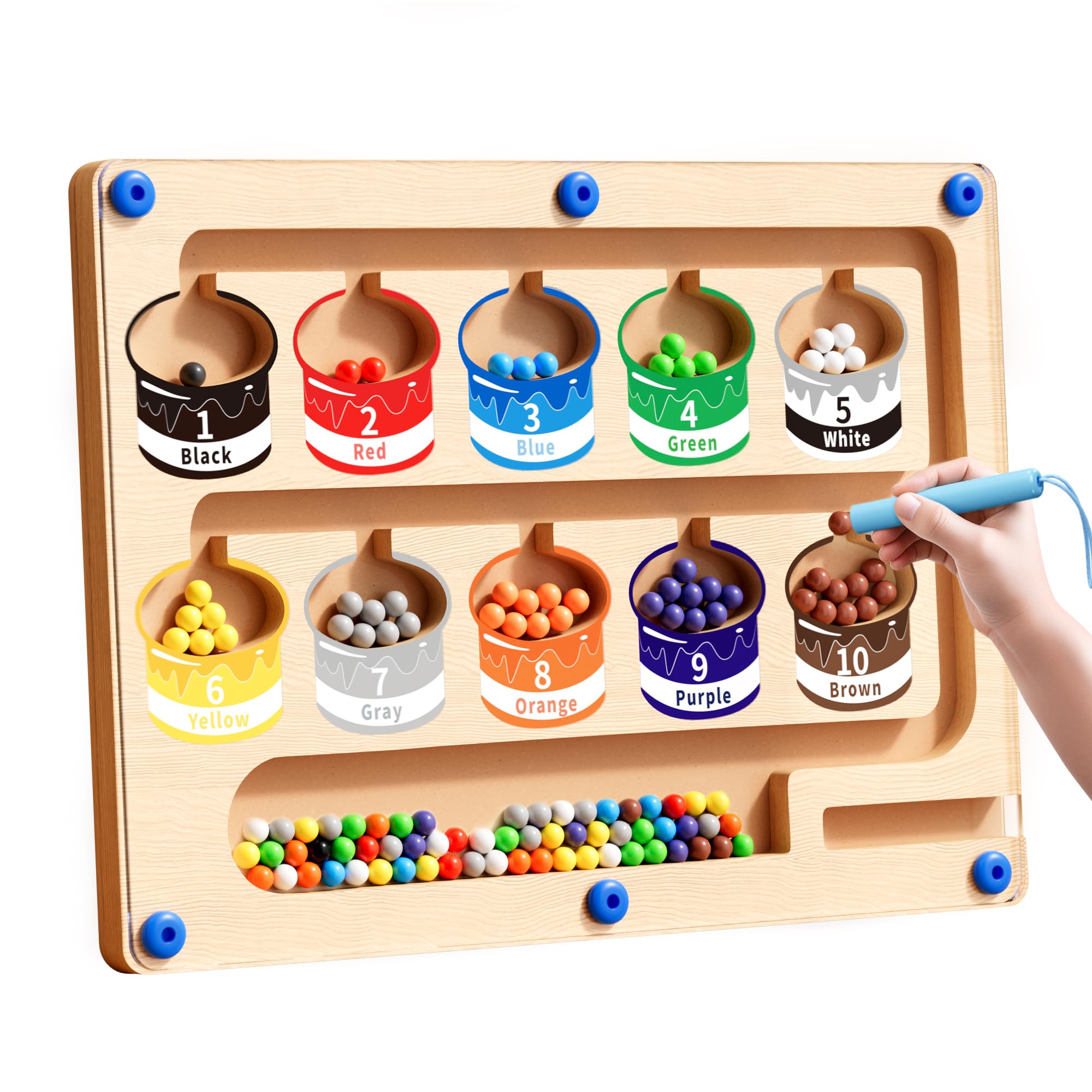 Photo 1 of ***MISSING PARTS***
Magnetic Color and Number Maze - Montessori Wooden Puzzle Board Toys for Toddlers 3 4 5 Year Old, Magnetic Color Sorting & Counting Matching Games for Fine Motor Skills, Learning Toy for Kids Ages 3-5