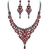 EVER FAITH Women's Austrian Crystal Art Deco Bridal Vase Flower Necklace Earrings Set