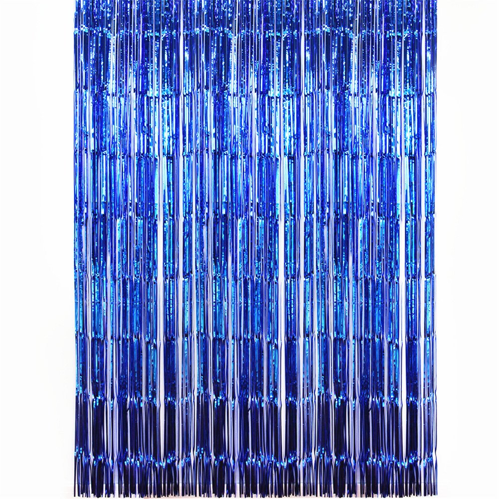 2 Pack Foil Fringe Curtain,Streamer Party Decorations,Glitter Party Curtain Backdrop for Birthday Pride Prom Baby Shower Wedding Disco Party Supplies（Royal Blue 3.28ftx6.56ft）