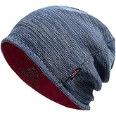 Lvaiz Winter Fleece Lined Knitted Beanie Hats for Men Reversible Windproof Watch Hat Warm Skull Cap for Women