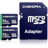 DIGIERA 32GB CT100 microSDHC UHS-I Memory Card with Adapter - up to 100MB/s, C10, U1, V10, Full HD, A1, Micro SD Card for Smartphones, Tablets, Cameras, Gaming Consoles, and Drones (2 Pack)