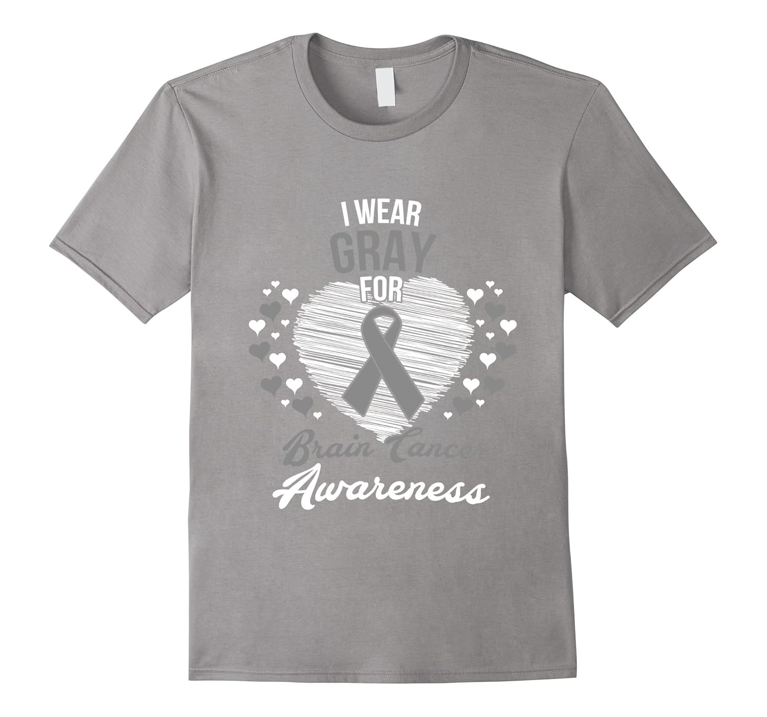 I Wear Gray For Brain Cancer Awareness Brain Tumor T-Shirt-Rose