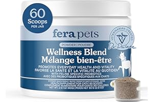 Fera Pets Wellness Blend - Cat Health Supplement with Feline-Specific Probiotics, Taurine and Lysine - Promotes Healthy Joint