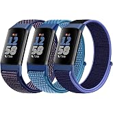 AVOD Sport Loop Nylon Watch Bands Compatible with Fitbit Charge 6/5, Adjustable Breathable Replacement Soft Nylon Loop Wristband for Women/Men