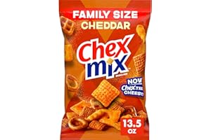Chex Mix Cheddar Snack Mix, Savory Snack Bag, Family Size, 13.5 oz