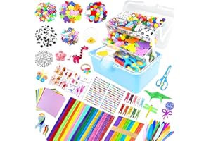 ZEIZHUBN 3000Pcs Arts and Crafts Supplies for Kids Craft Kits with Pipe Cleaners Crafting Supply All in 3 Layered Craft Box DIY Crafts for Kids Ages 4-8 8-12 Homeschool Supplies Toys Gifts for Girls & Boys
