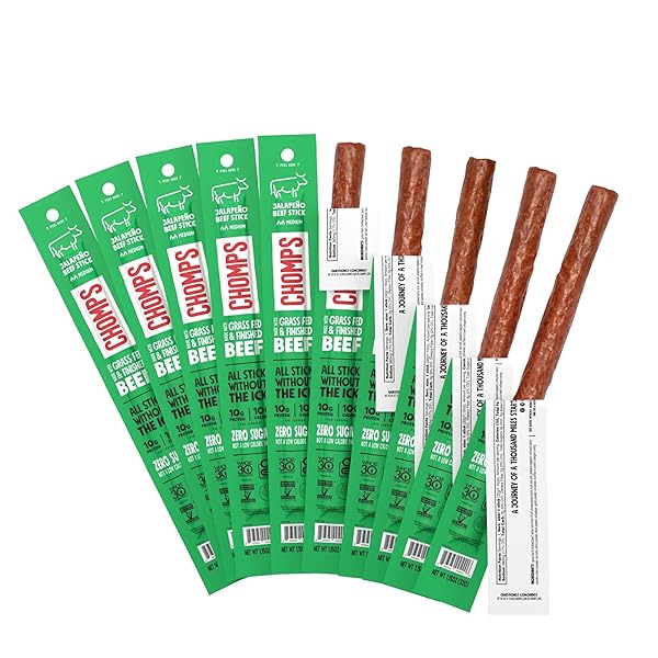 CHOMPS GRASS-FED AND FINISHED JALAPEÑO BEEF JERKY SNACK...