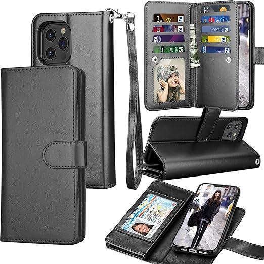 Amazon Com Tekcoo Wallet Case For Iphone 12 Pro Max 6 7 Inch Luxury Id Cash Credit Card Slots Holder Carrying Pouch Folio Flip Pu Leather Cover Detachable Magnetic Hard Case Lanyard Black