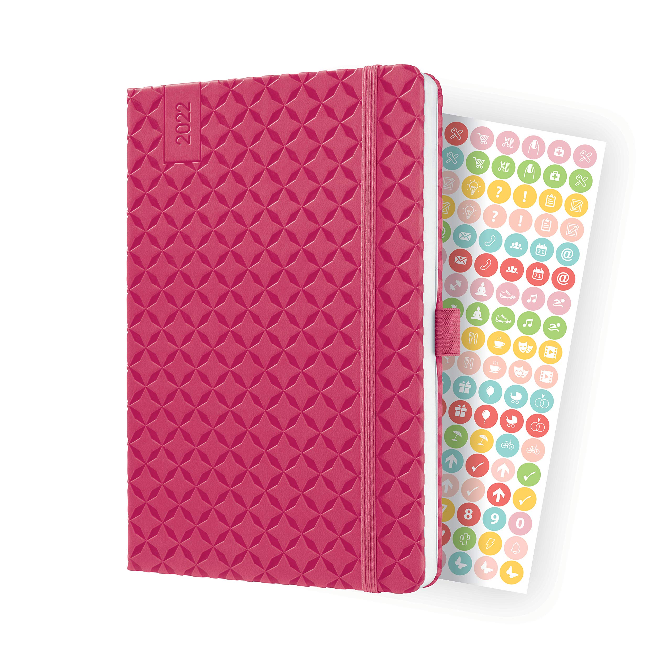SIGEL J2105 Jolie Weekly Diary 2022, 13,5 x 20,3 cm, hardcover, 174 Pages, Pink