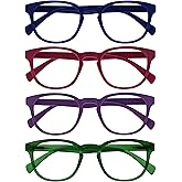 OPULIZE POP Reading Glasses for Women Men,Scratch Resistant Round Matt Frame with Spring Hinges, Blue, Pink, Purple, Green +2.50 (Pack of 4)