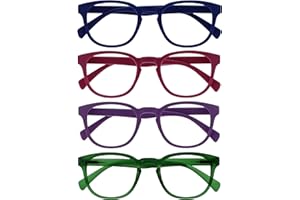 OPULIZE POP Reading Glasses for Women Men,Scratch Resistant Round Matt Frame with Spring Hinges, Blue, Pink, Purple, Green +1.50 (Pack of 4)