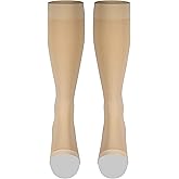 NuVein Medical Compression Stockings, 20-30 mmHg Support for Women & Men, Knee Length, Open Toe, Beige, Medium (short length)