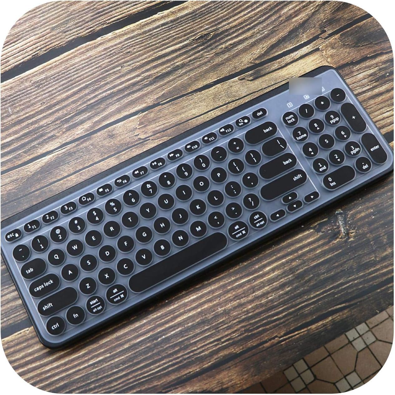 Silicone Laptop Keyboard Cover for Logitech K780 Multi Device Wireless Keyboard Skin Protector-Black-