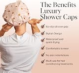 Kitsch Luxury Shower Cap Women Reusable Waterproof Large Blush Dot view 2